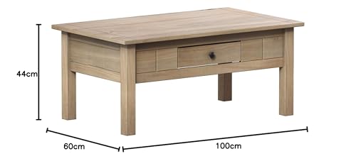 Meuble de Salon Bas en Chêne Naturel Massif avec Tiroir Discount Panama