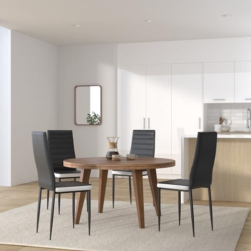 Chaises de salle à manger épaissement rembourré lot de 6 noir et blanc moderne Tampon Noir-6-B