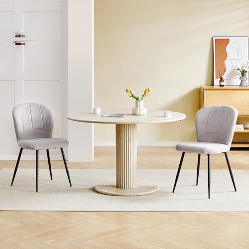 Chaises de salle à mangerWAFTING Gris, Confort Moderne, Pieds Métal, Design Coquille Chenille Douce pour Maison et Burea