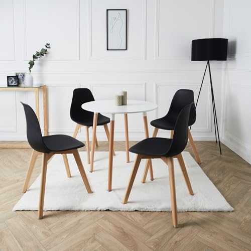 HOME DECO FACTORY - Table ronde en bois/métal/PP blanche | Idéale pour la maison | H.eyeuse design | Dimensions : 76 X 7