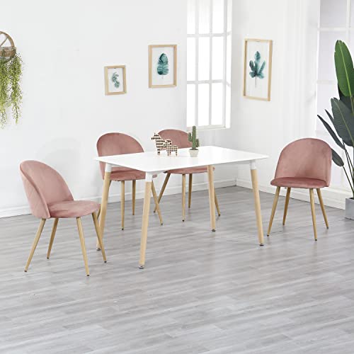 Chaises de salle à manger GrandCA HOME rembourrées rose Velours Pieds métal Bois Lot de 6