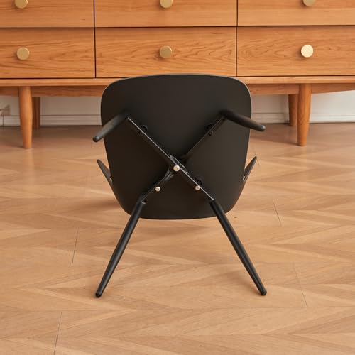 DEYARNA HOME Lot de 6 Chaises de Salle à Manger en Plastique avec Pieds en Métal - Noir/Pieds Noirs | Cuisine | Salle à 