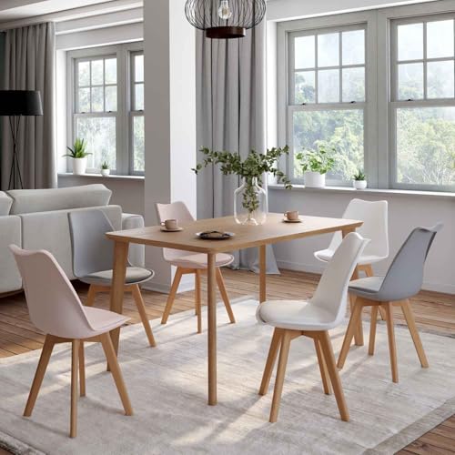 IDMarket - 6 chaises scandinaves SARA Mix Color (2 Rose, 2 Gris Clair, 2 Blanc) - Lot de 6
