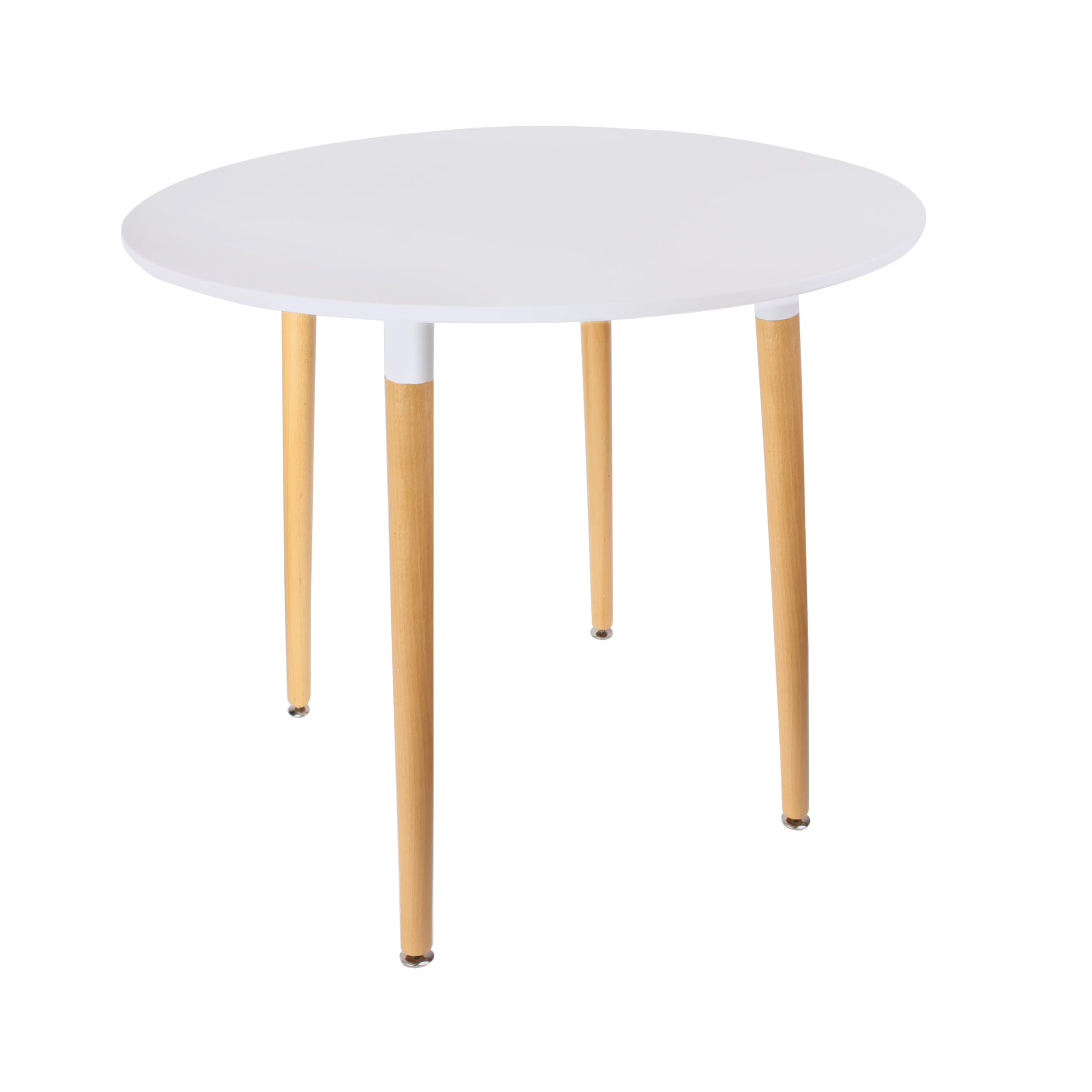 HOME DECO FACTORY - Table ronde en bois/métal/PP blanche | Idéale pour la maison | H.eyeuse design | Dimensions : 76 X 7