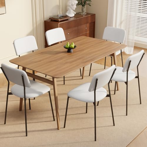 Xbro Chaise Salle à Manger Tapissée en Métal Lot de 6, Chaise de Cuisine et Bureau Blanche, Chaise de Salon Moderne pour