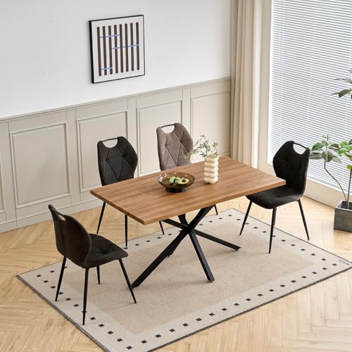 GrandCA HOME Lot de 6 chaises de salle à manger nordiques en métal avec poignées (Noir) pour salle à manger, cuisine, sa