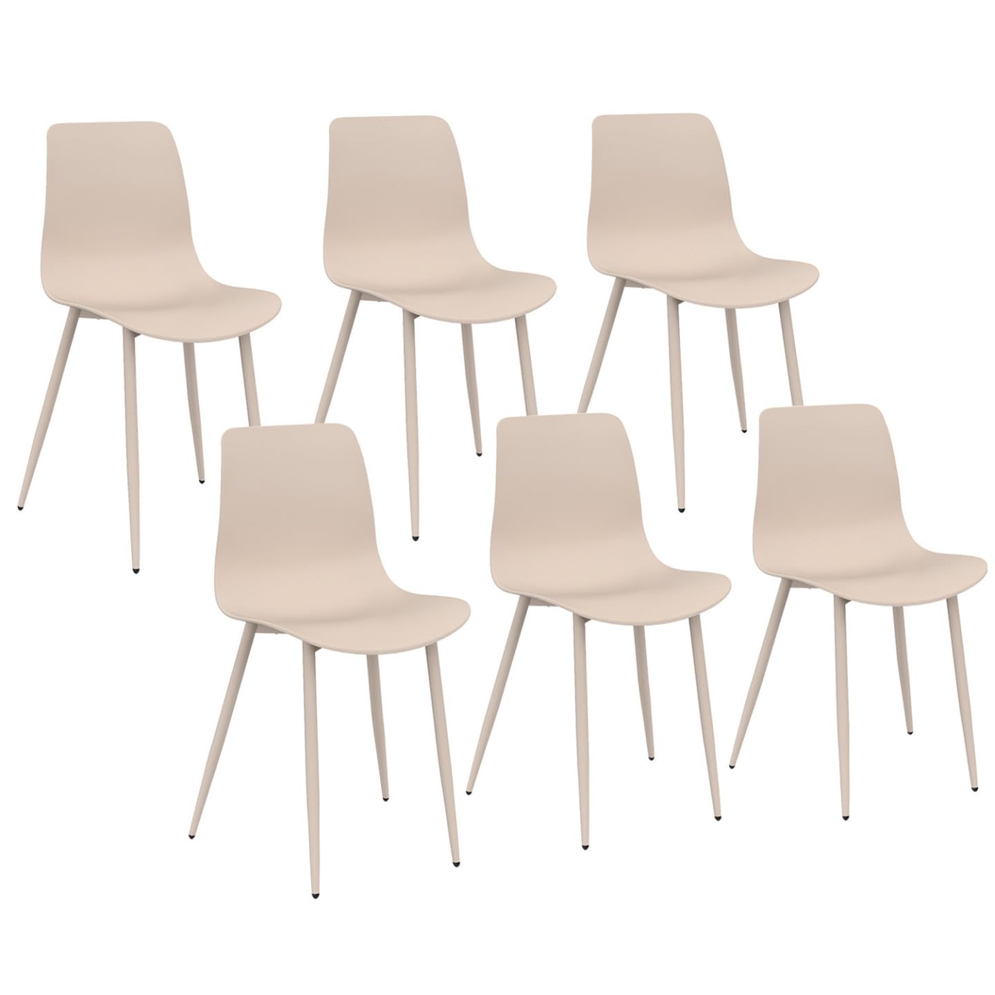 IDMarket - 6 Chaises Kiara Beige en Métal, Design Élégant, Chaises de Salon et Bureau, Lot de 6 Chaises Modulables
