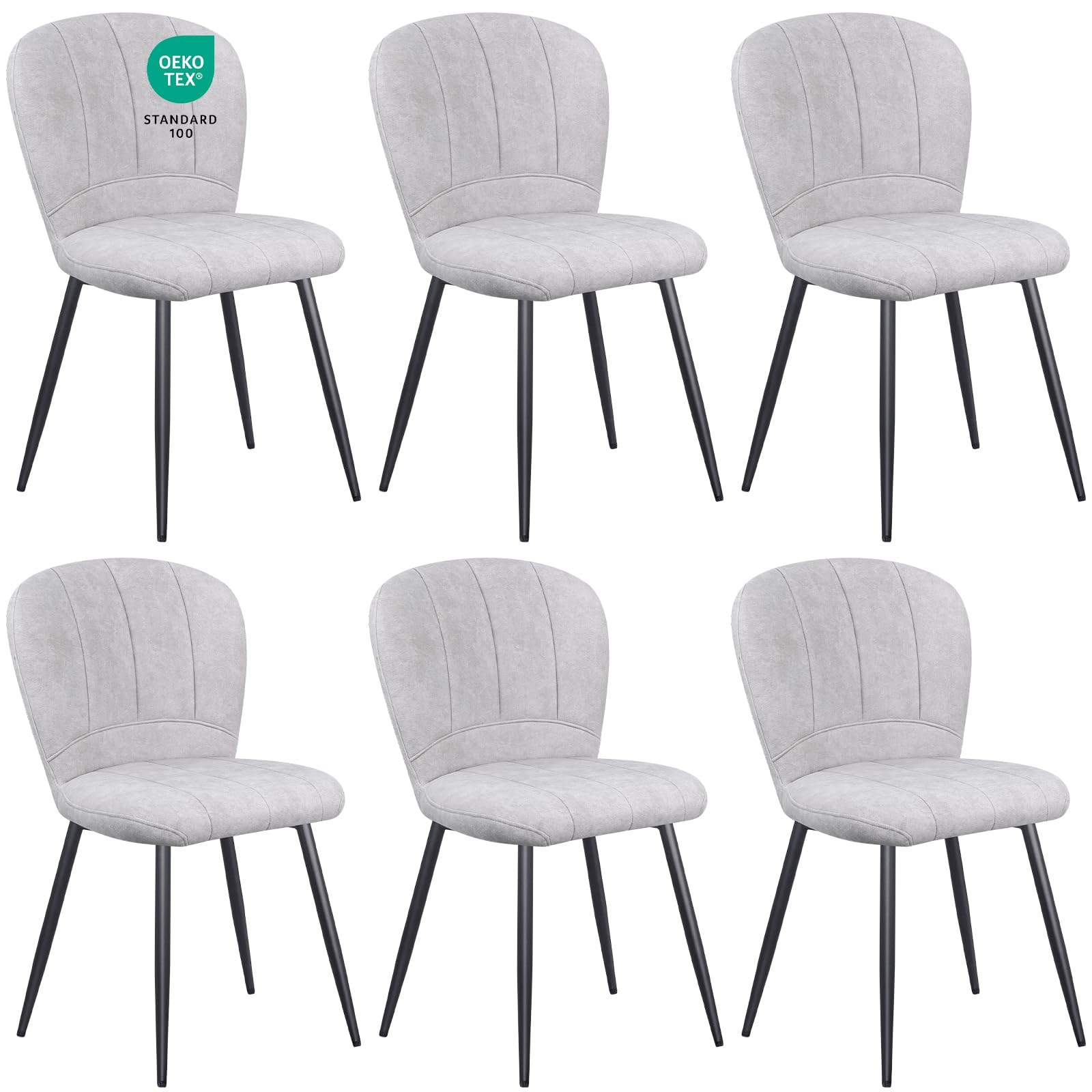 Chaises de salle à mangerWAFTING Gris, Confort Moderne, Pieds Métal, Design Coquille Chenille Douce pour Maison et Burea