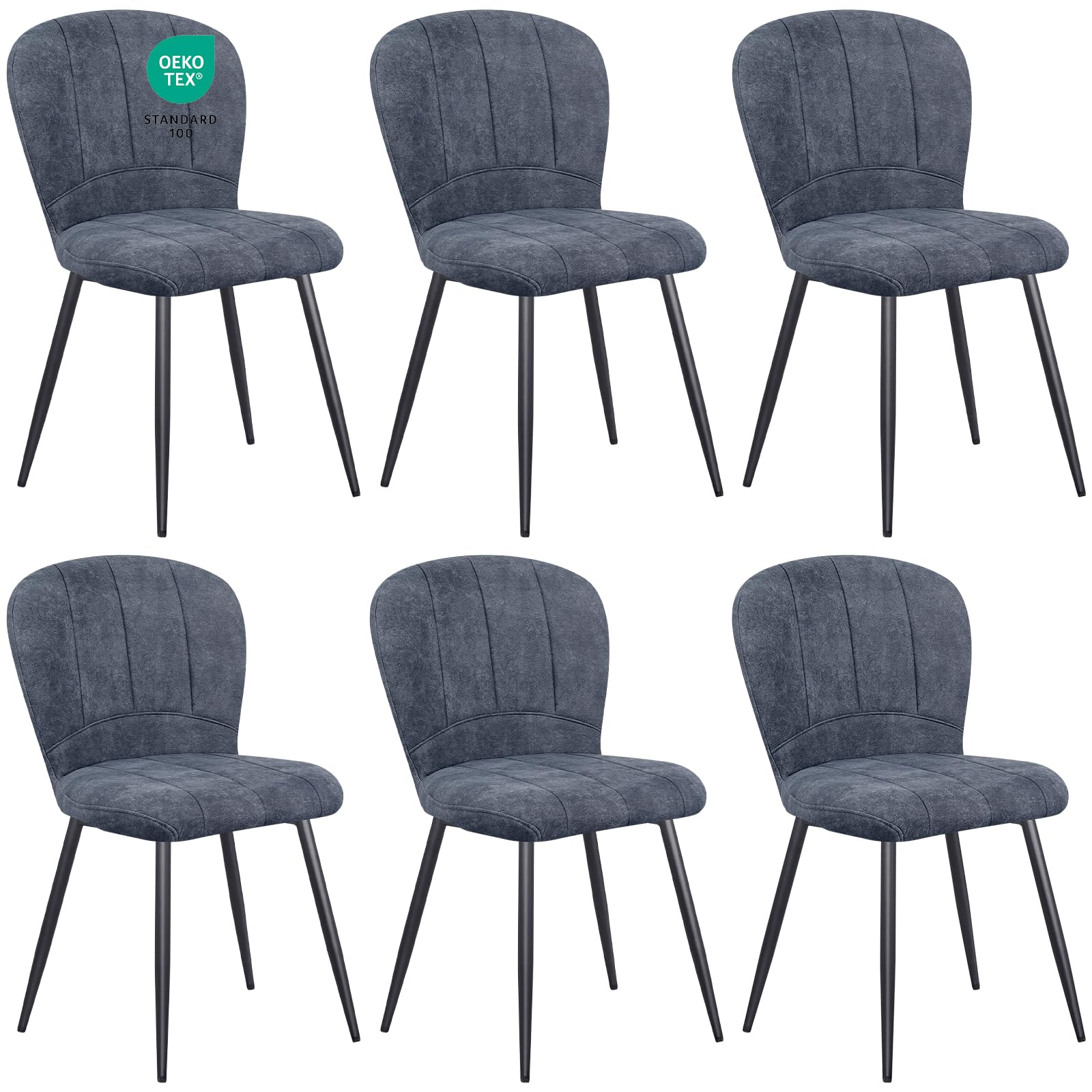 Chaises de salle à manger design WAFTING, chaises en chenille douce Gris foncé, pieds métal, confort moderne pour maison